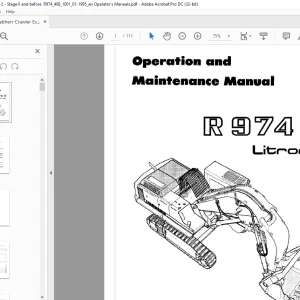 Liebherr R 974 Litronic Operation and Maintenance Manual  - PFD DOWNLOAD