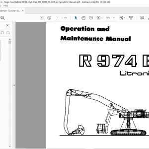 Liebherr R 974B Litronic Operation & Maintenance Manual - PDF DOWNLOAD