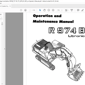 Liebherr R 974B Litronic Operation and Maintenance Manual - PDF DOWNLOAD