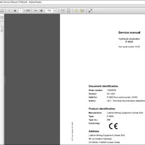 Liebherr R 9800 986 Hydraulic Excavator Service Manual 18180 - PDF DOWNLOAD