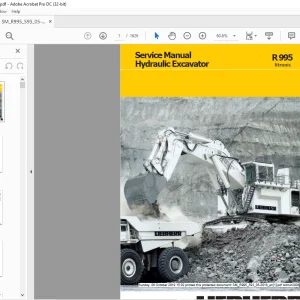 Liebherr R 995 Litronic Hydraulic Excavator Service Manual - PDF DOWNLOAD