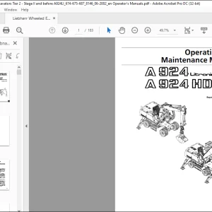 Liebherr R924 Litronic  R924HD Litronic Operation and Maintenance Manual SN8146 - PDF DOWNLOAD