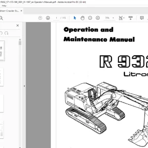 Liebherr R932 Litronic Operation and Maintenance Manual -  PDF DOWNLOAD