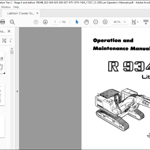 Liebherr R934 B Litronic Operation and Maintenance Manual - PDF DOWNLOAD
