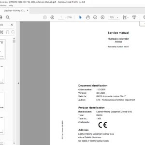 Liebherr R9350 1369 Hydraulic Excavator Service Manual 30617 - PDF DOWNLOAD
