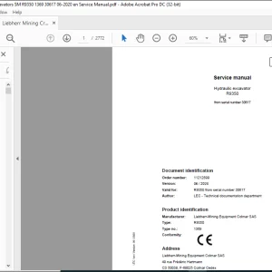 Liebherr R9350 1369 Hydraulic Excavator Service Manual 30617 - PDF DOWNLOAD