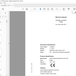 Liebherr R9400 1257 1407 Hydraulic Excavator Service Manual 26377 - PDF DOWNLOAD