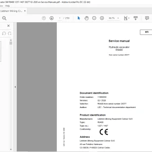 Liebherr R9400 1257 1407 Hydraulic Excavator Service Manual 26377 - PDF DOWNLOAD