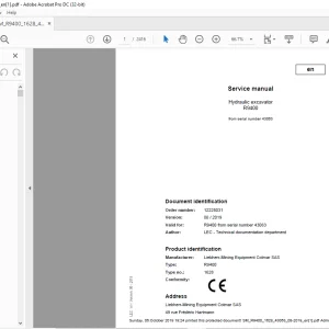 Liebherr R9400 1628 Hydraulic Excavator Service Manual 43063 - PDF DOWNLOAD