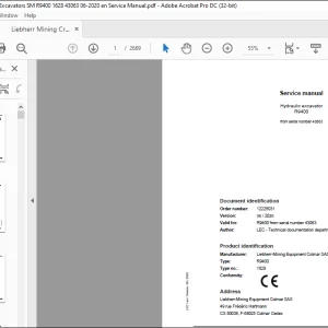 Liebherr R9400 1628 Hydraulic Excavator Service Manual SN 43063 - PDF DOWNLOAD