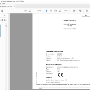 Liebherr R9400 1629 Hydraulic Excavator Service Manual 31279 - PDF DOWNLOAD