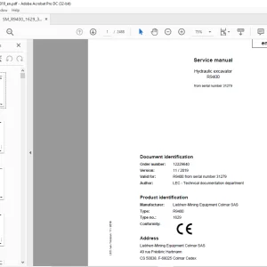 Liebherr R9400 1629 Hydraulic Excavator Service Manual 31279 - PDF DOWNLOAD