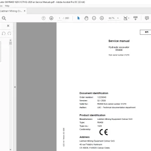 Liebherr R9400 1629 Hydraulic Excavator Service Manual 31279 - PDF DOWNLOAD