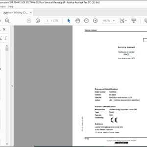 Liebherr R9400 1629 Hydraulic Excavator Service Manual SN 31279 - PDF DOWNLOAD