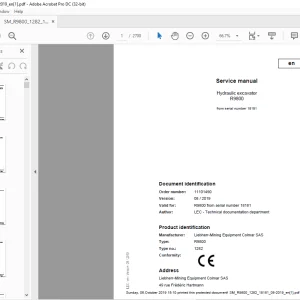 Liebherr R9800 1282 Hydraulic Excavator Service Manual 18181 - PDF DOWNLOAD