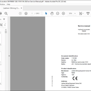 Liebherr R9800 1282 Hydraulic Excavator Service Manual SN 18181 - PDF DOWNLOAD