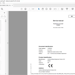 Liebherr R9800 986 Hydraulic Excavator Service Manual 18180 - PDF DOWNLOAD