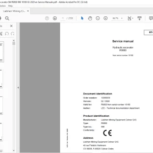 Liebherr R9800 986 Hydraulic Excavator Service Manual 18180 - PDF DOWNLOAD