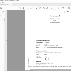 Liebherr R996B 1281 Hydraulic Excavator Service Manual 26049 - PDF DOWNLOAD