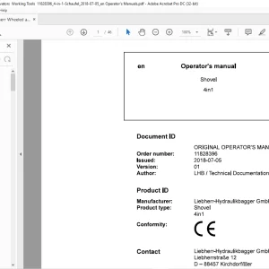 Liebherr Shovel 4in1 Operator's manual - PDF DOWNLOAD