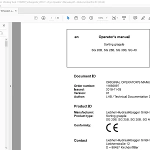 Liebherr Sorting grapple SG 208, SG 258, SG 308, SG 40 Operator's manual - PDF DOWNLOAD