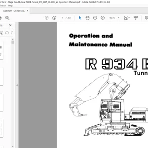 Liebherr TUNNEL EXCAVATOR R 934 B Operation and Maintenance Manual -  PDF DOWNLOAD