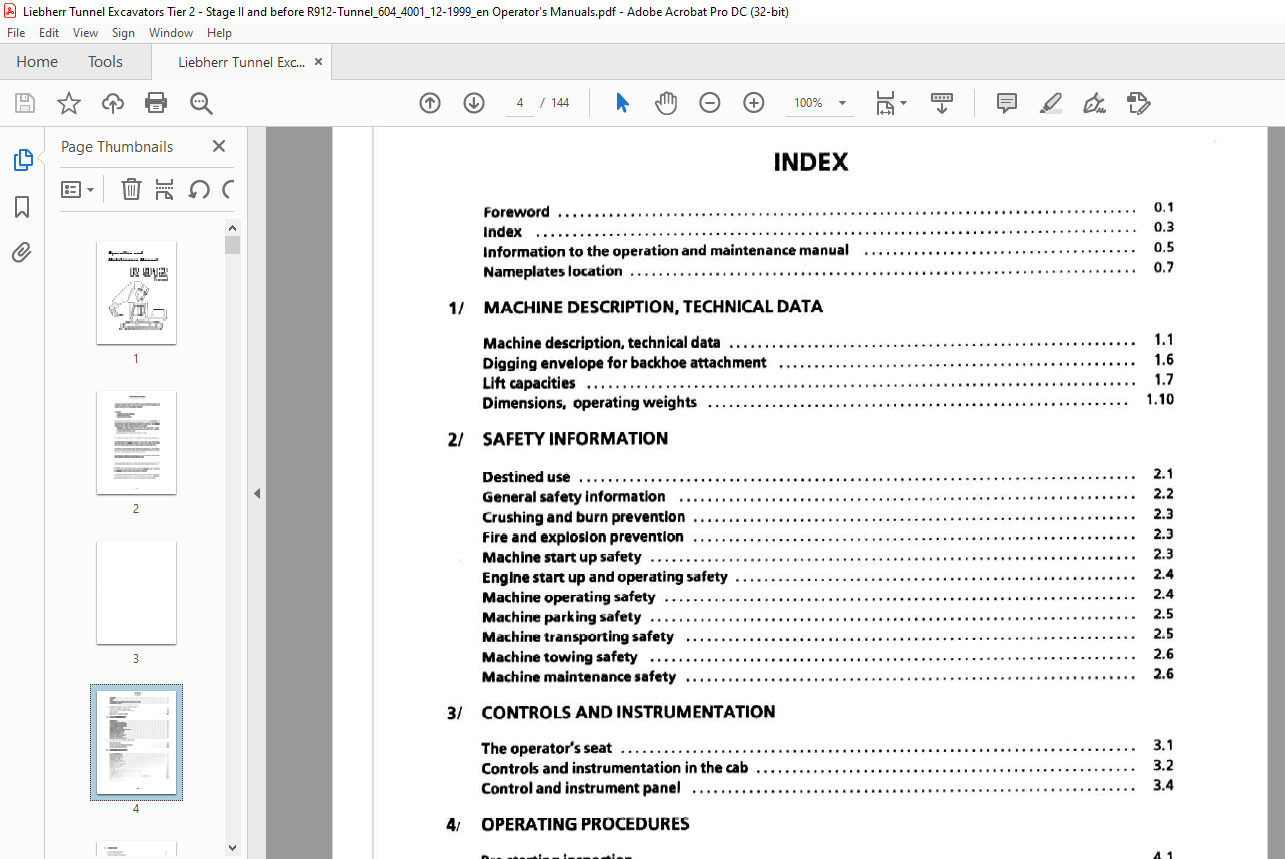 Liebherr Tunnel Excavators R 912 Operation and Maintenance Manual - PDF ...