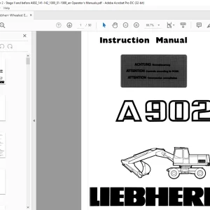 Liebherr Wheeled Excavator A902 Instruction Manual -  PFD DOWNLOAD