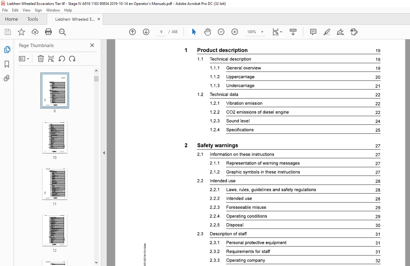 Liebherr A 916 Litronic Wheeled Excavator Operator Manual PDF Download - Image 3