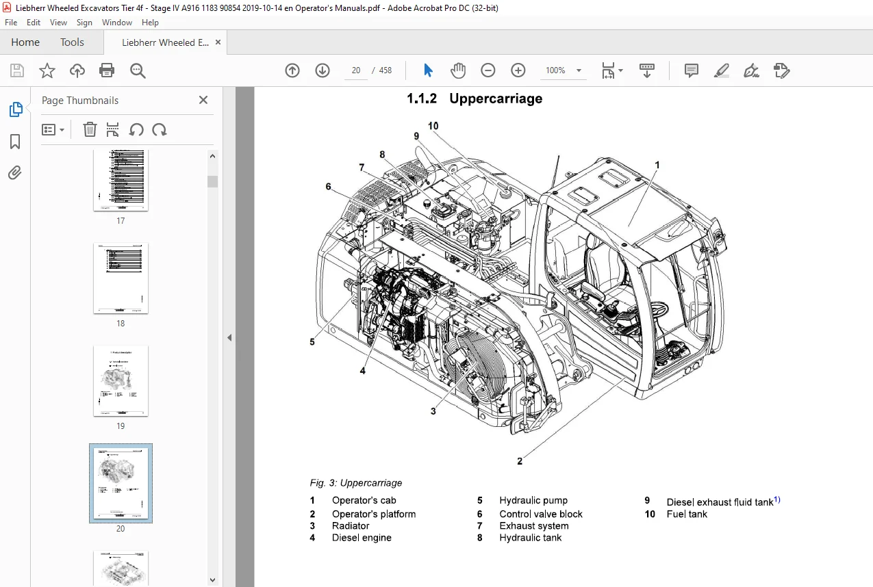Liebherr A 916 Litronic Wheeled Excavator Operator Manual PDF Download - Image 4