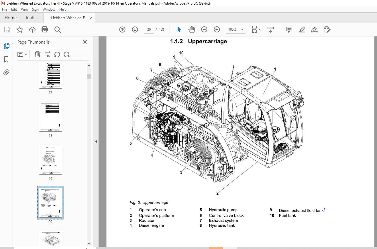 Liebherr Wheeled excavator A 916 Litronic 1183 Operator's manual ...