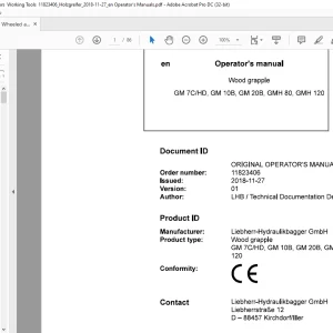 Liebherr Wood grapple GM 7C HD, GM 108, GM 208, GMH 80, GMH 120 Operator's manual - PDF DOWNLOAD