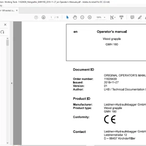 Liebherr Wood grapple GMH 180 Operator's manual - PDF DOWNLOAD