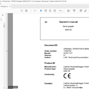 Liebherr Wood grapple GMH50 Operator's manual - PDF DOWNLOAD