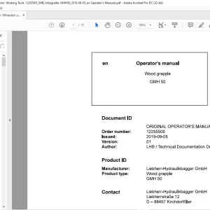 Liebherr Wood grapple GMH50 Operator's manual -  PDF DOWNLOAD