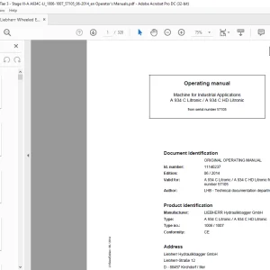 Liebherr 934 C Litronic / A 934 C HD Litronic 1006 / 1007 Machine for Industrial Operating Manual SN 57105 - PDF DOWNLOAD