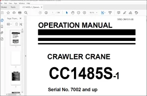 MAEDA CC1485S-1 Crawler Crane Operation Manual SN 7002 and up - PDF DOWNLOAD