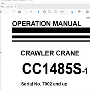 MAEDA CC1485S-1 Crawler Crane Operation Manual SN 7002 and up - PDF DOWNLOAD