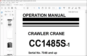 MAEDA CC1485S-1 Crawler Crane Operation Manual SN 7048 and up - PDF DOWNLOAD