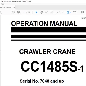 MAEDA CC1485S-1 Crawler Crane Operation Manual SN 7048 and up - PDF DOWNLOAD