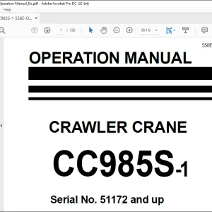 MAEDA CC985S-1 Crawler Crane Operation Manual SN 51172 and up - PDF DOWNLOAD