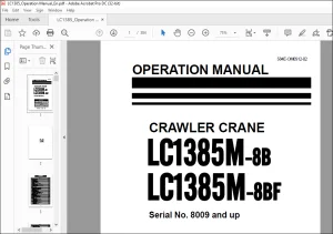 MAEDA LC1385M-8B LC1385M-8BF Crawler Crane Operation Manual SN 8009 and up - PDF DOWNLOAD
