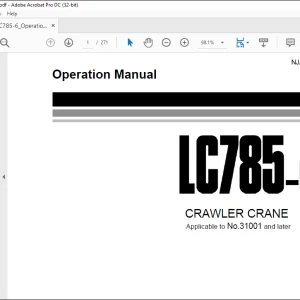 MAEDA LC785-6 Crawler Crane Operation Manual SN 31001 and later - PDF DOWNLOAD