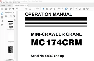 MAEDA MC 174CRM Mini Crawler Crane Operation Manual SN G0352 and up - PDF DOWNLOAD