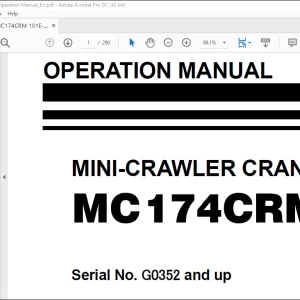 MAEDA MC 174CRM Mini Crawler Crane Operation Manual SN G0352 and up - PDF DOWNLOAD