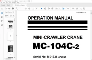 Maeda MC-104C-2 Mini Crawler Crane Operation Manual SN M01736 and up - PDF DOWNLOAD