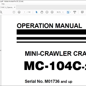 Maeda MC-104C-2 Mini Crawler Crane Operation Manual SN M01736 and up - PDF DOWNLOAD