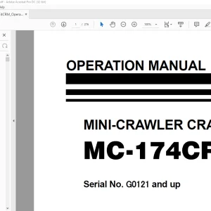 Maeda MC 174CRM Mini Crawler Crane Operation Manual SN G0121 and up - PDF DOWNLOAD