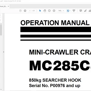 Maeda MC 285C-2 Mini Crawler Crane 850kg SEARCHER HOOK Operation Manual SN P00976 and up - PDF DOWNLOAD