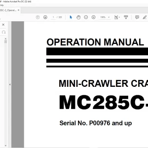 Maeda MC 285C-2 Mini Crawler Crane Operation Manual SN P00976 and up - PDF DOWNLOAD